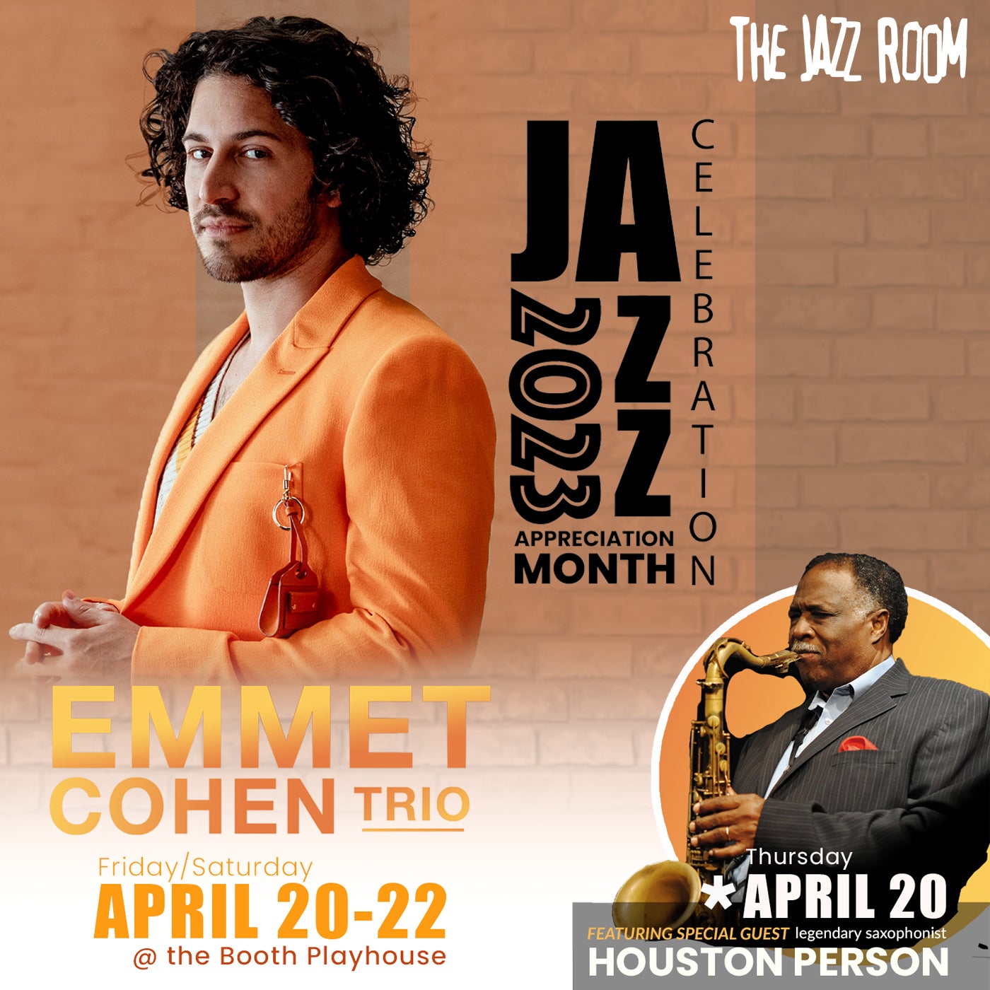 JAZZ ROOM Presents Emmet Cohen Trio with special guest, saxophonist Houston Person (MODERN CLASSIC JAZZ PIANO)