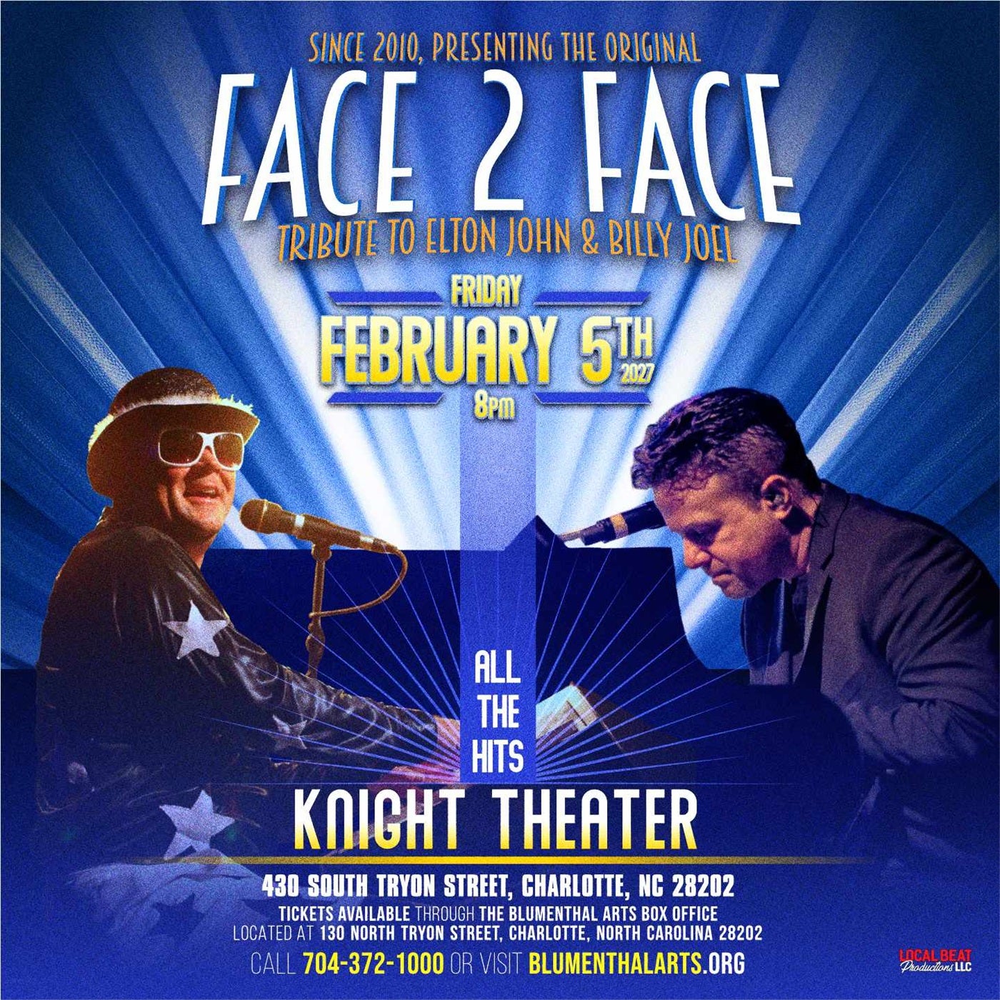 Face 2 Face: Tribute to Elton John & Billy Joel | Blumenthal Arts