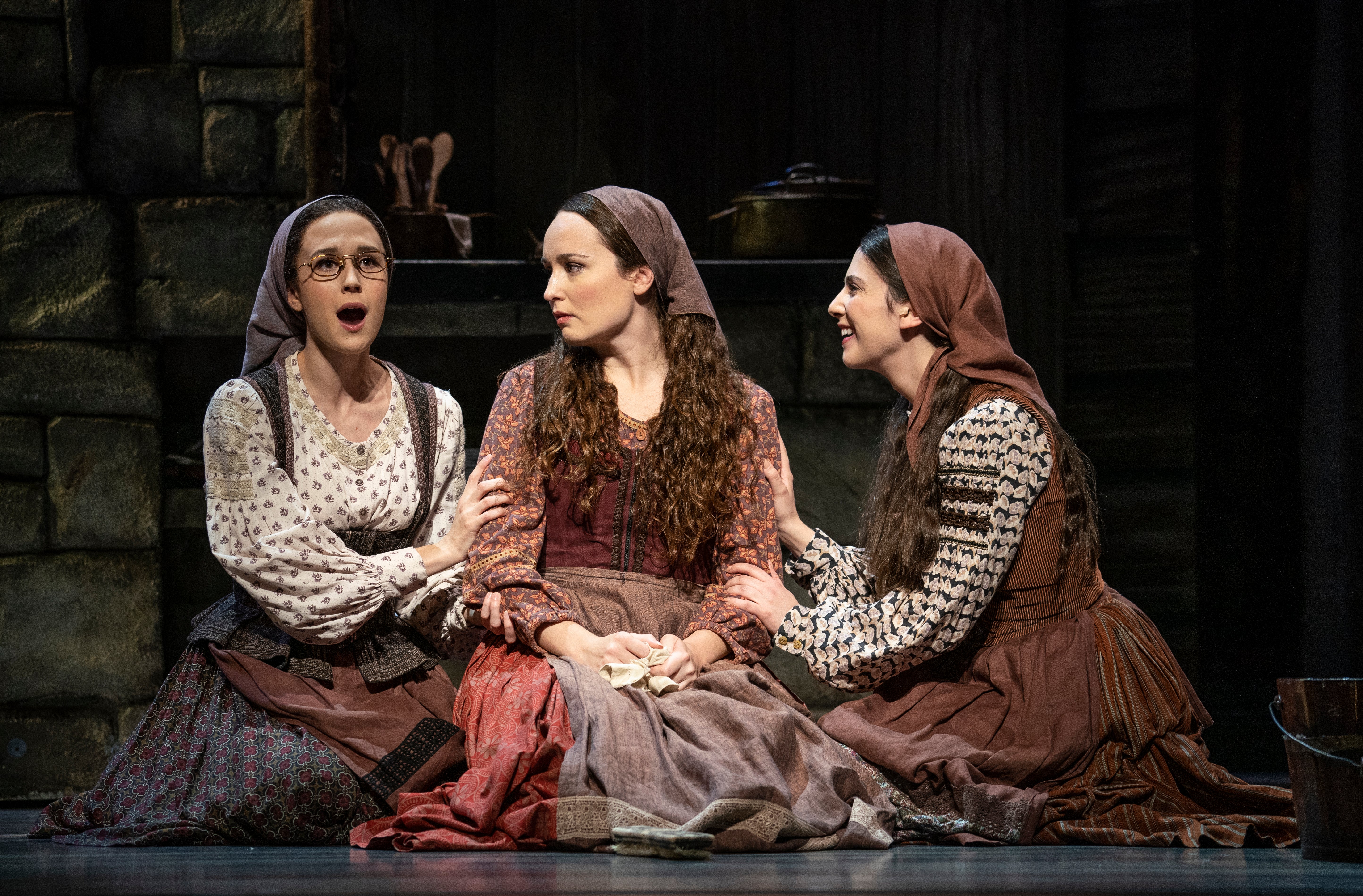 Noa Luz Barenblat (Chava) and Kelly Gabrielle Murphy (Tzeitel) and Ruthy Froch (Hodel) in the North American Tour of FIDDLER ON TE ROOF - Photo by Joan Marcus (0019r).jpg
