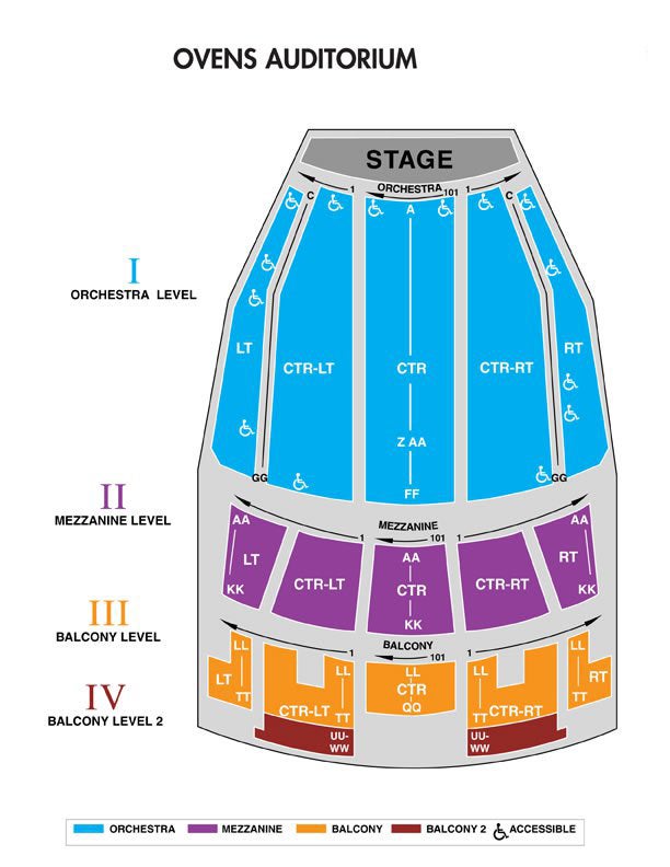 Ovens Auditorium Seating Chart With Seat Numbers